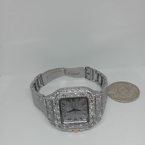 Luxury Silver Roman Numeral Watch with Diamond Accents